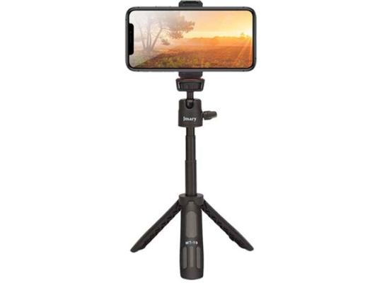 Jmary MT-19 Mini Tripod Stand with Universal Mobile Phone Holder and High quality aluminum alloy Ball-Head - Black